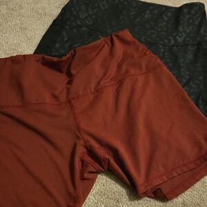 Elegant Maroon and Black Women's Bike Shorts